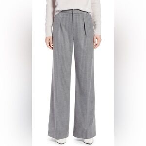 Nordstrom Halogen High Waist Wide Leg Trouser Gray Pinstripe Pants 0P XSP 2P 25